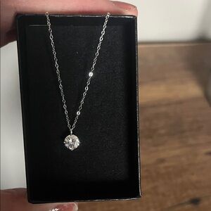 Elegant Silver Necklace with Moissanite Pendant